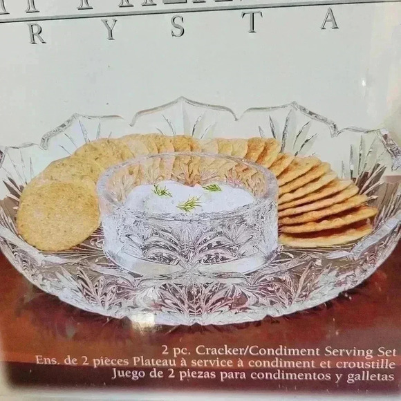 Fifth Avenue Crystal Portico 2 Piece Cracker Condiment Serving Set New In Box - Picture 3 of 7